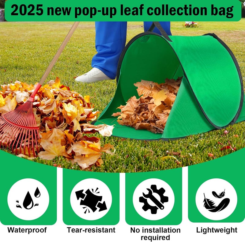 VICAMB 2025 New 60 Gallon Pop-Up Foldable Leaf Collector,Portable LeafBag,600D Oxford Cloth Leaves Pick Up Tool,Thicken Collapsible Leaves Picker Bag,Dustpan-Type Lawn Collector,Reusable Yard Garden Bag - Image 4